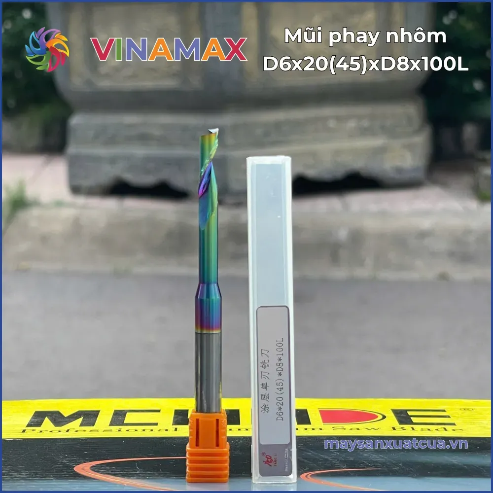 Mũi phay nhôm D6x20(45)xD8x100L