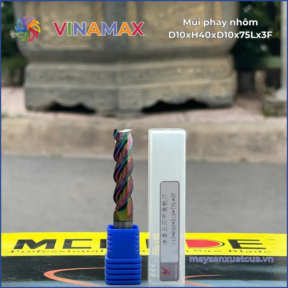 Mũi phay nhôm D10xH40xD10x75Lx3F