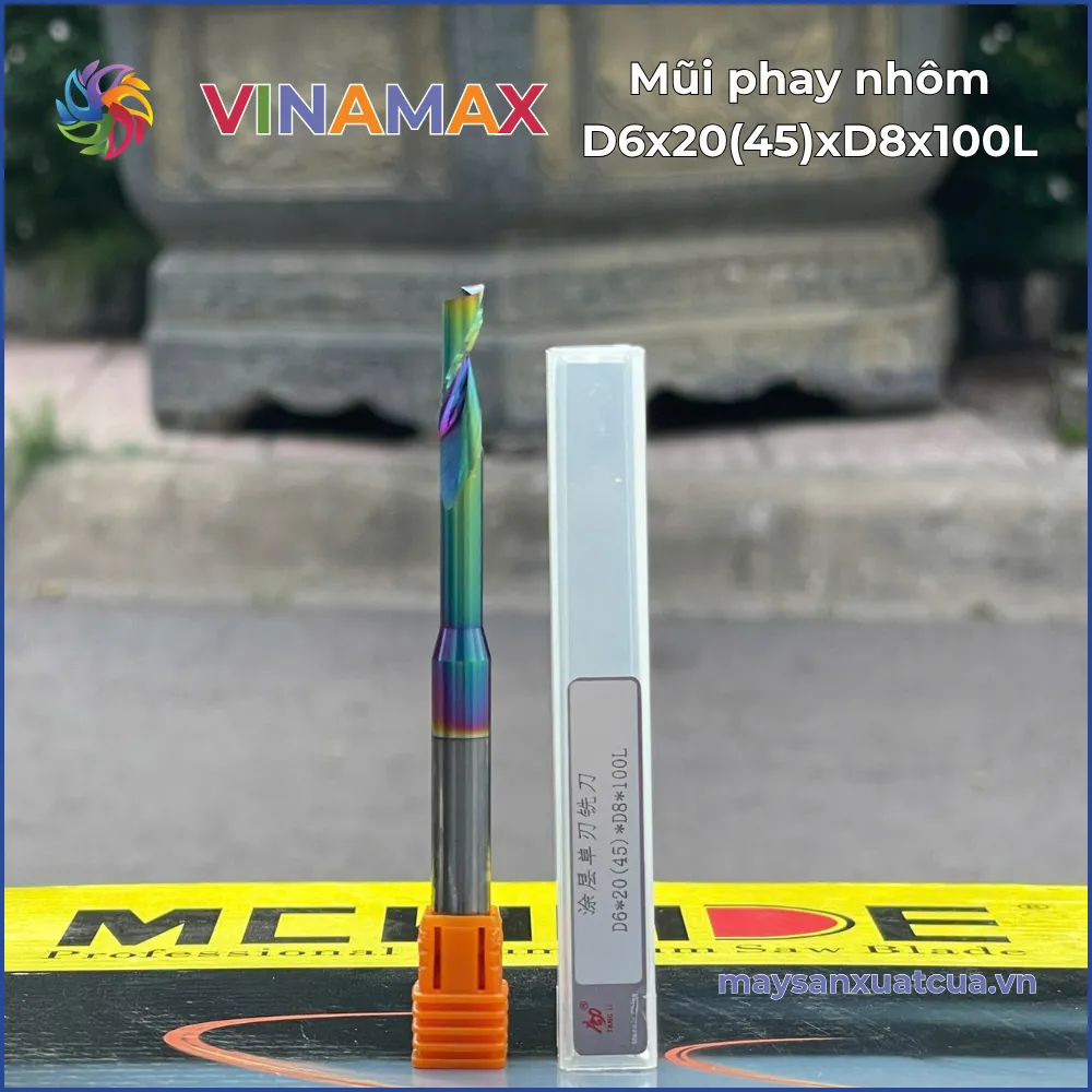 Mũi phay nhôm D6x20(45)xD8x100L